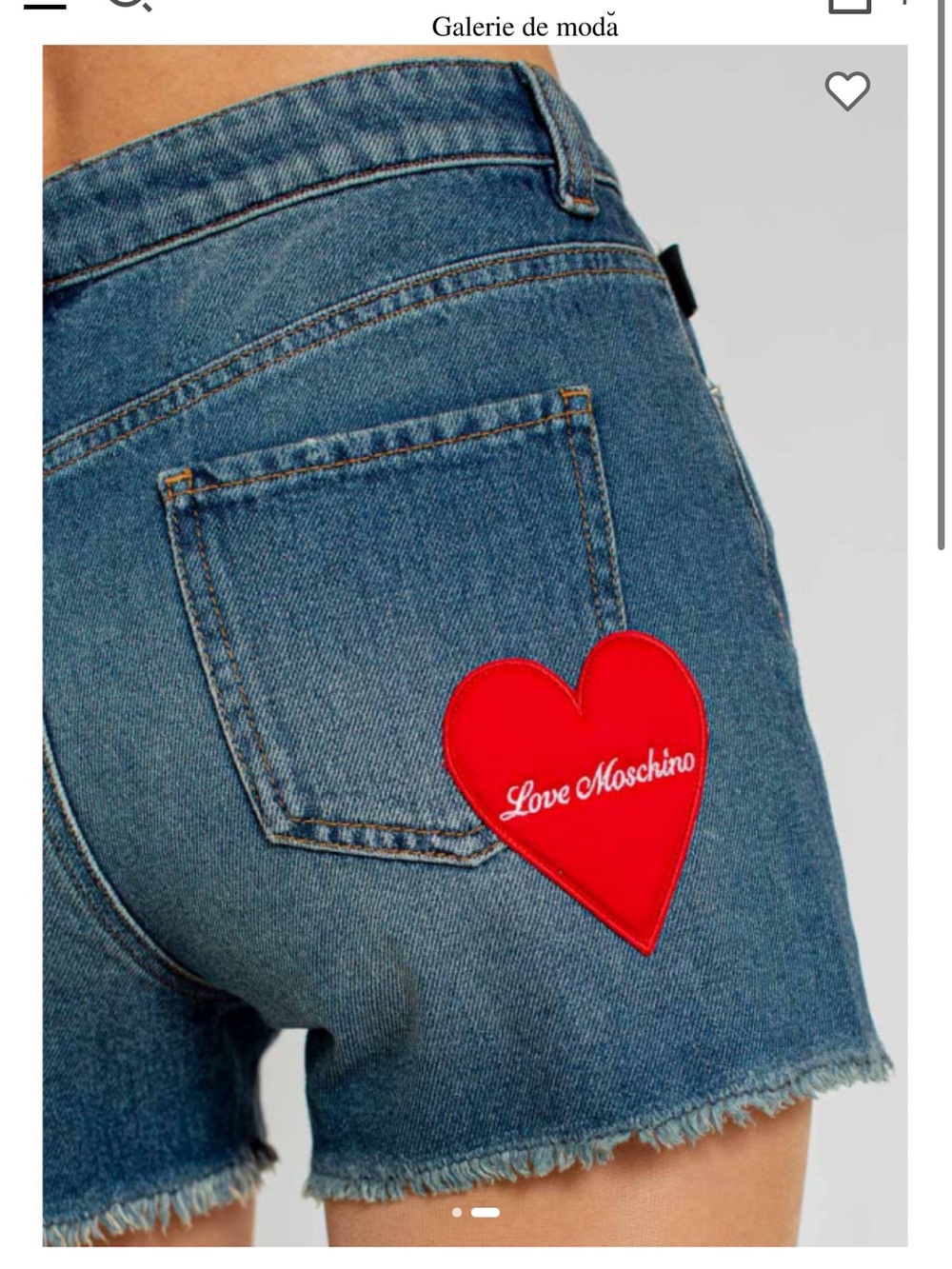 NWOT Love Moschino Blue Denim Shorts with Red Heart Patch
